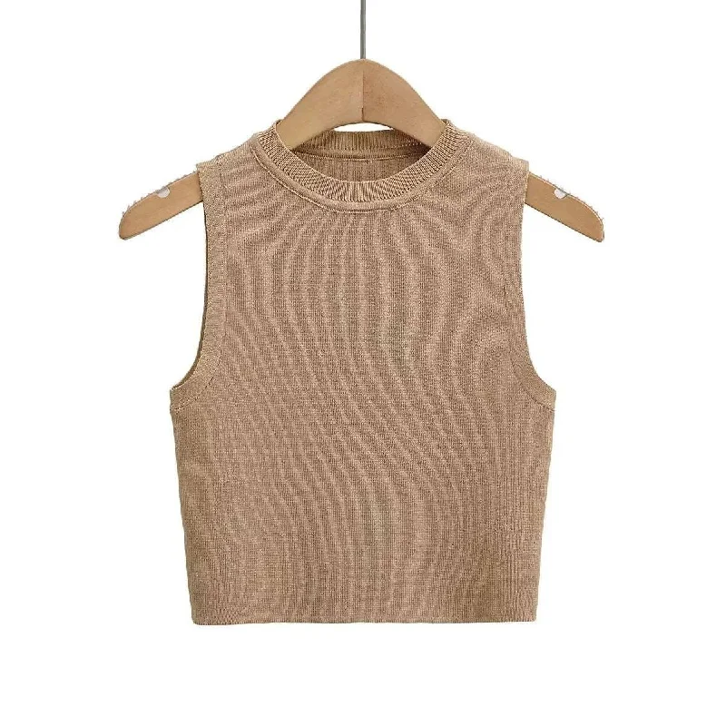 Solid Color Round Neck Slim Fit Daily Knit Top C83614-CL2 Polo Neck Knit Top