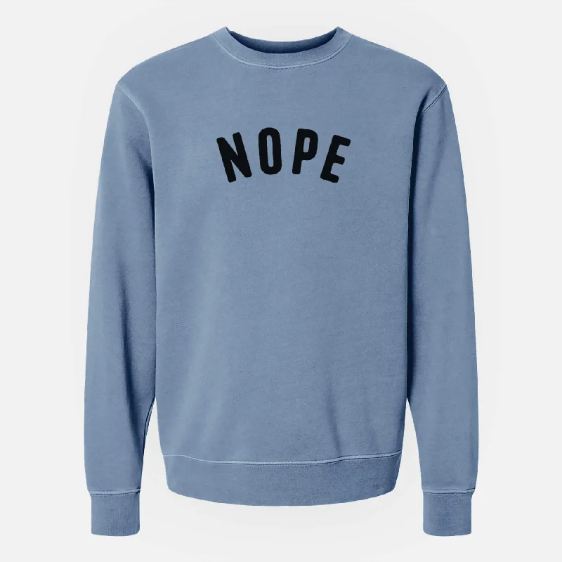 Nope - Articulate Collection - Unisex Pigment Dyed Crew Sweatshirt Hoodie with Rhinestones Sparkly Elegant Hoodie with Rhinestones Sparkly Elegant