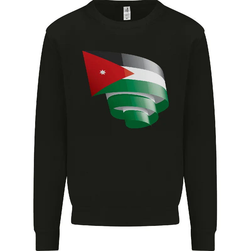 Curled Jordan Flag Jordanian Day Football Mens Sweatshirt Jumper Hoodie with Sequins Glamorous Eye-catching Hoodie with Sequins Glamorous Eye-catching