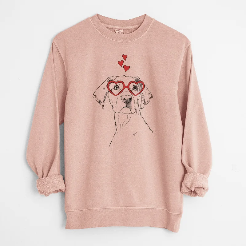 Valentine Lumen the Special Needs Great Dane - Unisex Pigment Dyed Crew Sweatshirt Hoodie with Applique Textured Unique Hoodie with Applique Textured Unique