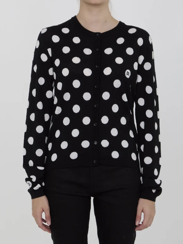 Cardigan With Polka-dot Motif Layered Multi-layer Single Layer Layered Multi-layer Single Layer