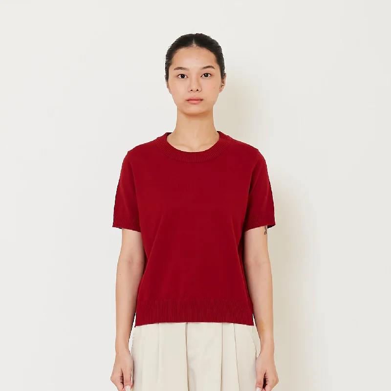 Women Knit Top - Dark Red - SW2412222C Stylish Knit Top