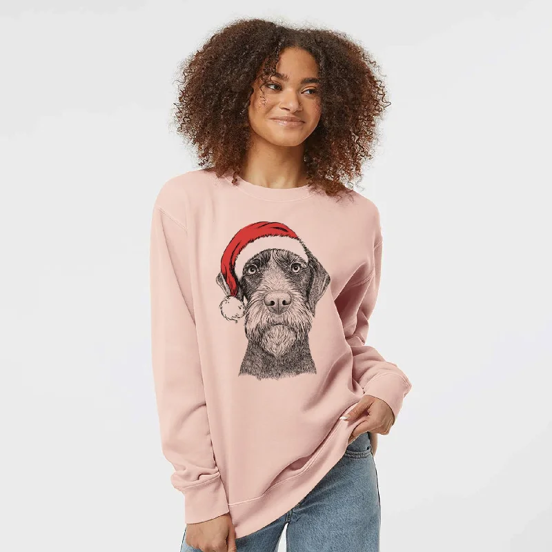 Santa Oakley the Pudelpointer - Unisex Pigment Dyed Crew Sweatshirt Hoodie with Hem Fringe Bohemian Relaxed Hoodie with Hem Fringe Bohemian Relaxed