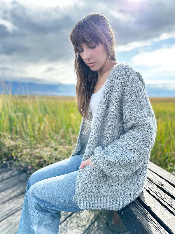 Crochet Kit - The Foggy Shores Cardigan Ribbed Striped Patterned Ribbed Striped Patterned