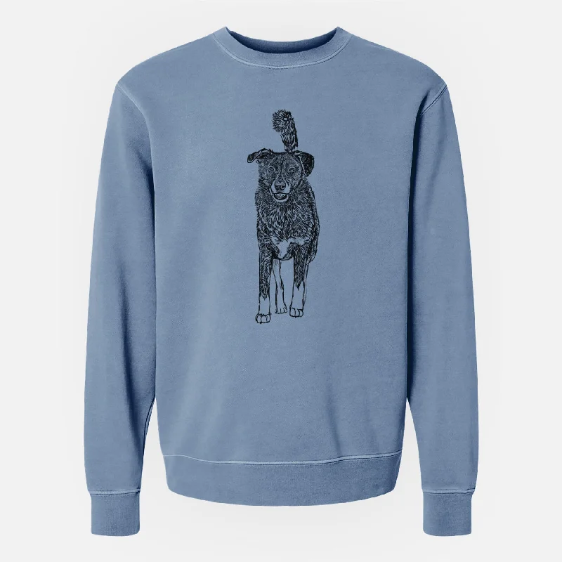 Doodled Shadow the Border Collie Mix - Unisex Pigment Dyed Crew Sweatshirt Hoodie with Applique Textured Unique Hoodie with Applique Textured Unique Doodled Shadow the Border Collie Mix - Unisex Pigment Dyed Crew Sweatshirt Hoodie with Applique Textured Unique Hoodie with Applique Textured Unique