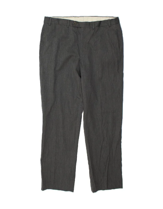 BROOKS BROTHERS Mens Madison Fit Slim Suit Trousers W36 L32 Grey Wool Chinos Cotton Straight Leg Chinos Cotton Straight Leg
