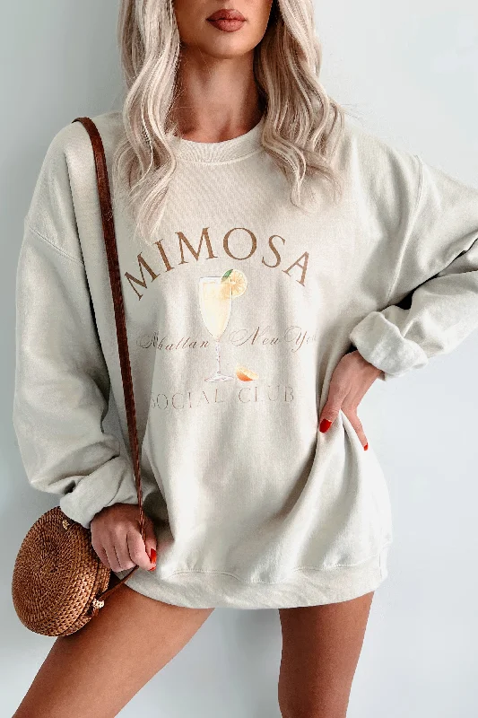 Mimosa Mood Graphic Sweatshirt (Sand) Hoodie with Double Zipper Versatile Adjustable Hoodie with Double Zipper Versatile Adjustable