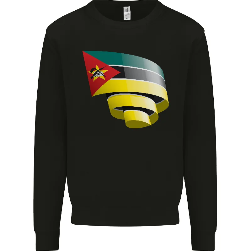 Curled Mozambique Flag Mozambican Day Football Mens Sweatshirt Jumper Hoodie with Oversized Fit Loose Comfortable Hoodie with Oversized Fit Loose Comfortable