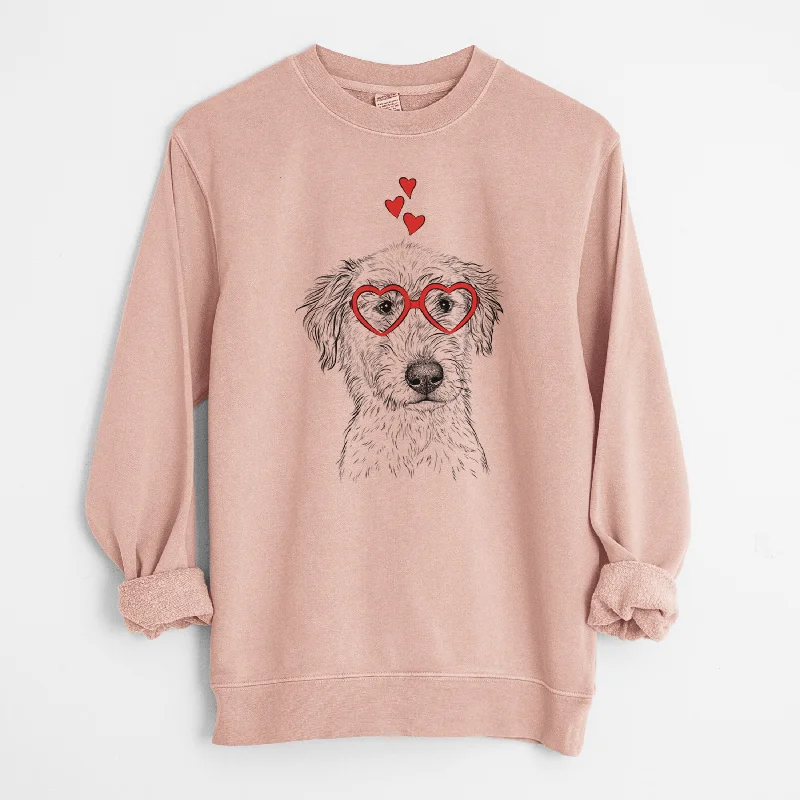 Valentine Harry the Mixed Breed Puppy - Unisex Pigment Dyed Crew Sweatshirt Hoodie with Logo Branding Identity Hoodie with Logo Branding Identity