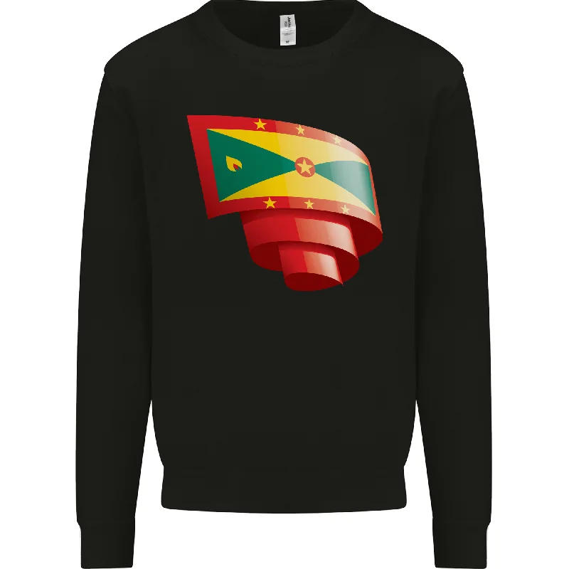 Curled Grenada Flag Grenadians Day Football Mens Sweatshirt Jumper Hoodie with Gradient Ombre Colorful Hoodie with Gradient Ombre Colorful