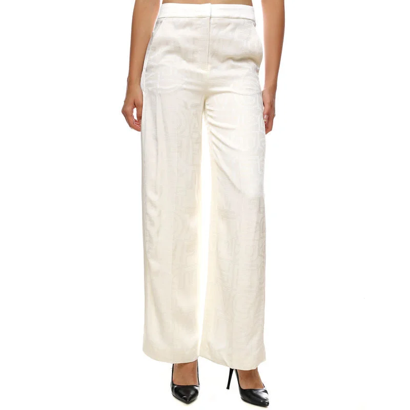 Karl Lagerfeld 235W1004 Logo Tailored Trousers  Of White Trousers Denim Distressed Trousers Denim Distressed