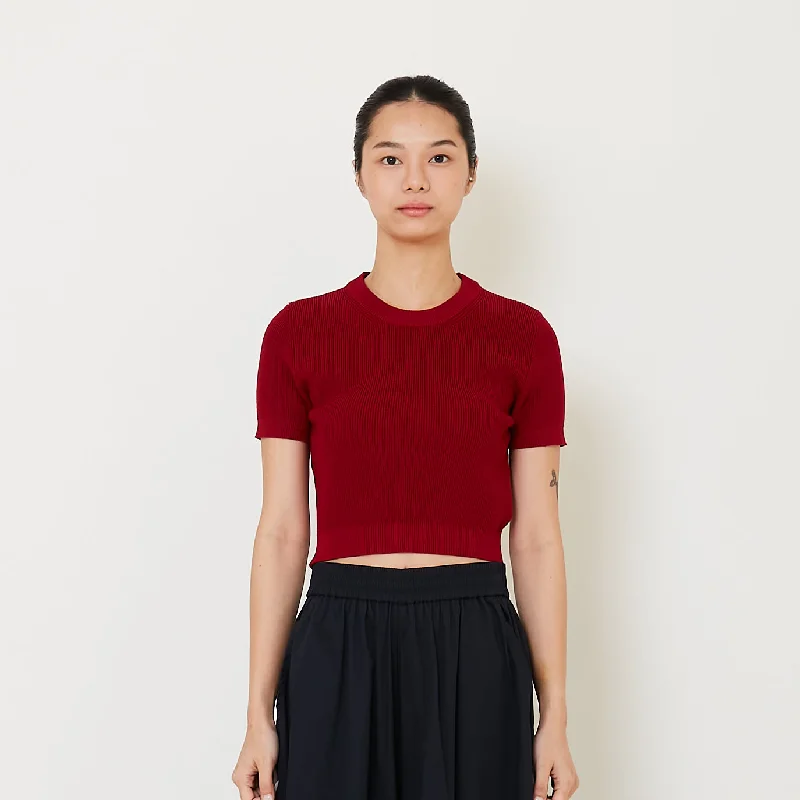 Women Knit Top - Dark Red - SW2412225D Travel Knit Top