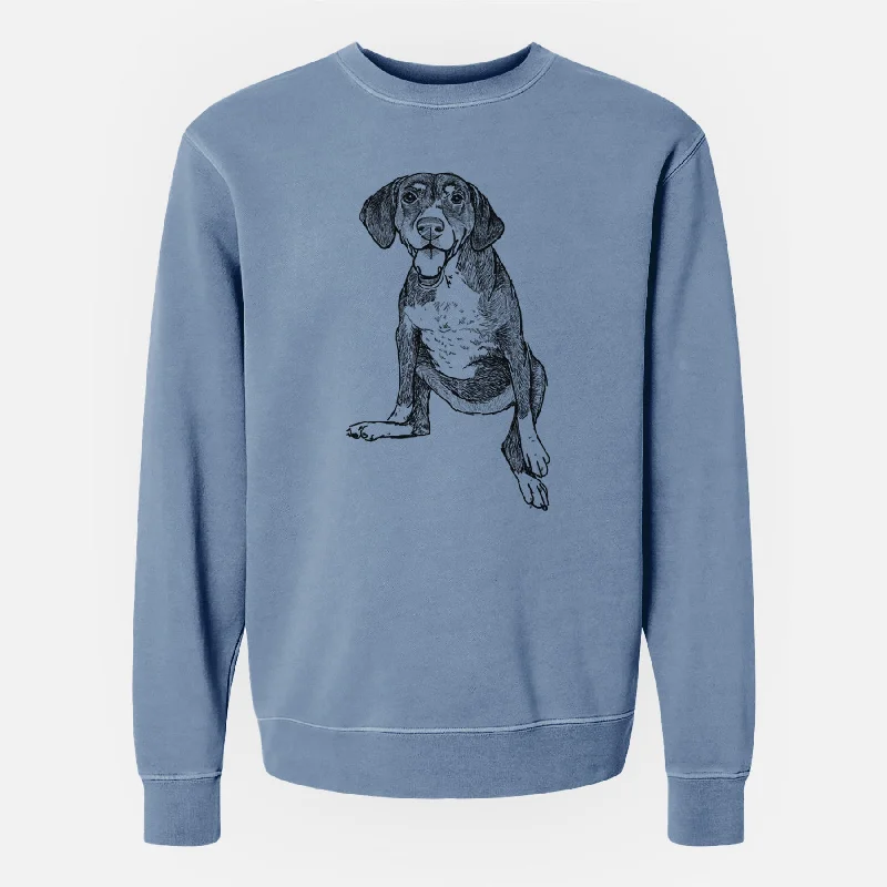 Doodled Nova the German Shorthaired Pointer Setter Mix - Unisex Pigment Dyed Crew Sweatshirt Hoodie with Contrast Stitching Detailed Premium Hoodie with Contrast Stitching Detailed Premium