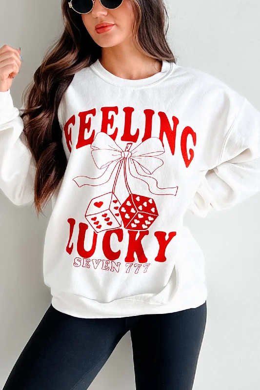 Lucky Sevens Oversized Graphic Sweatshirt (Cream) Hoodie with Drop Shoulder Relaxed Streetwear Hoodie with Drop Shoulder Relaxed Streetwear