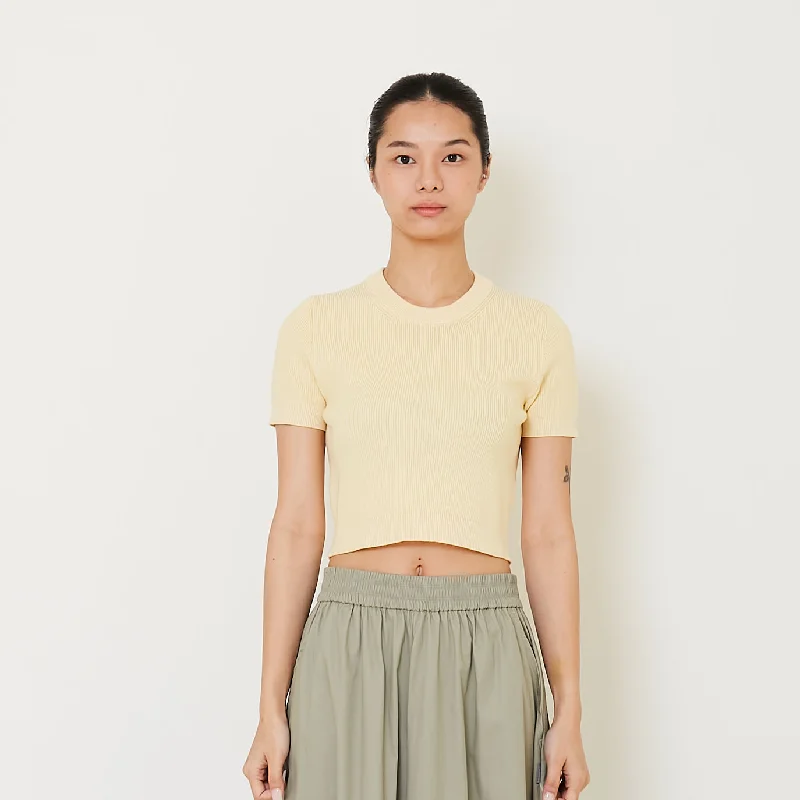 Women Knit Top - Light Yellow - SW2412225B Soft Knit Shirt