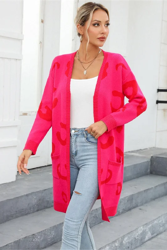 Angel Wings Printed Long Sleeve Cardigan with Pockets Mesh Cardigan Canvas Denim Mesh Cardigan Canvas Denim