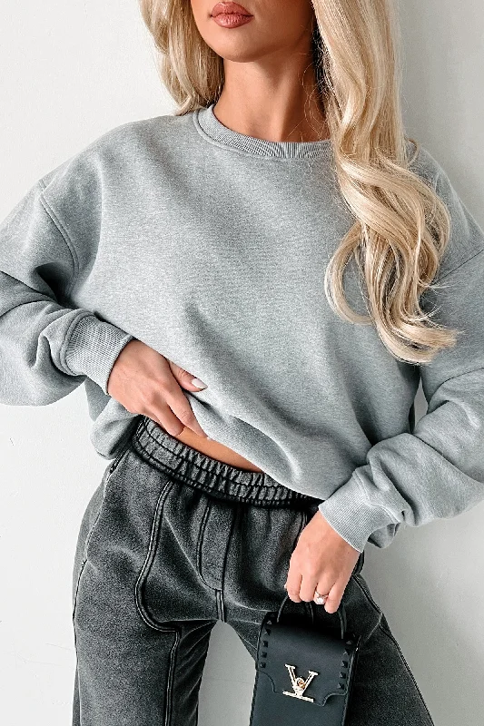 Simple Appreciation Crewneck Sweatshirt (Heather Grey) Hoodie with Toggle Buttons Decorative Unique Hoodie with Toggle Buttons Decorative Unique