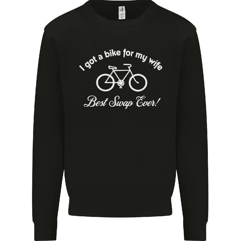 Cycling I Got a Bike for My Wife Cyclist Mens Sweatshirt Jumper Hoodie with Hem Applique Textured Unique Hoodie with Hem Applique Textured Unique