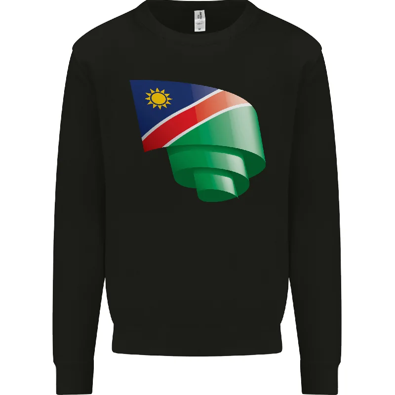 Curled Namibia Flag Namibian Day Football Mens Sweatshirt Jumper Hoodie with Rolled Sleeves Casual Relaxed Hoodie with Rolled Sleeves Casual Relaxed