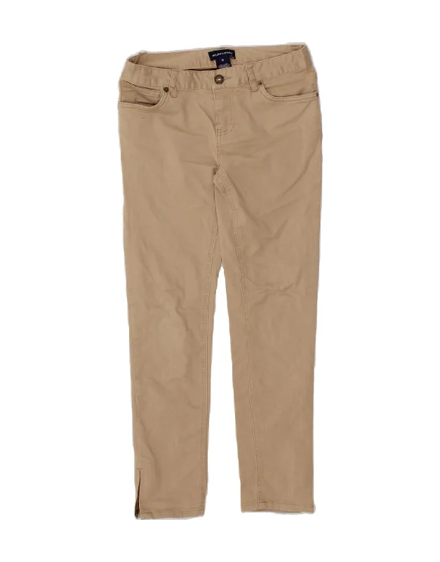 RALPH LAUREN Girls Slim Casual Trousers 9-10 Years W26 L24 Beige Cotton Trousers Versatile Stylish Trousers Versatile Stylish