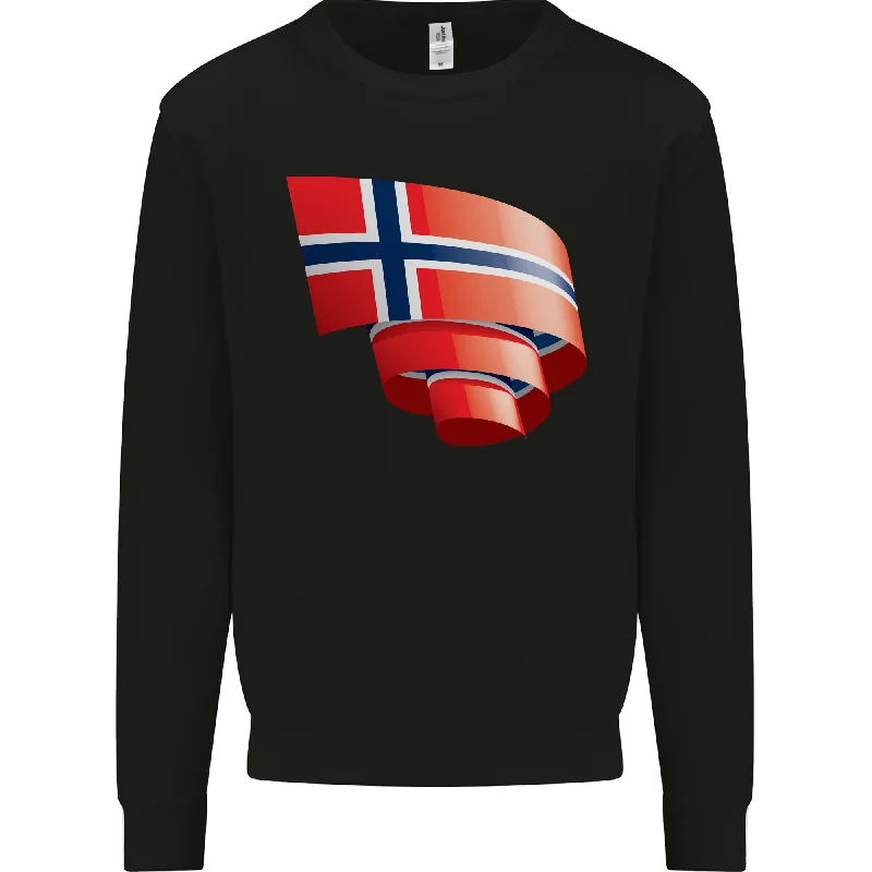 Curled Norway Flag Norwegian Day Football Mens Sweatshirt Jumper Hoodie with Hem Applique Textured Unique Hoodie with Hem Applique Textured Unique