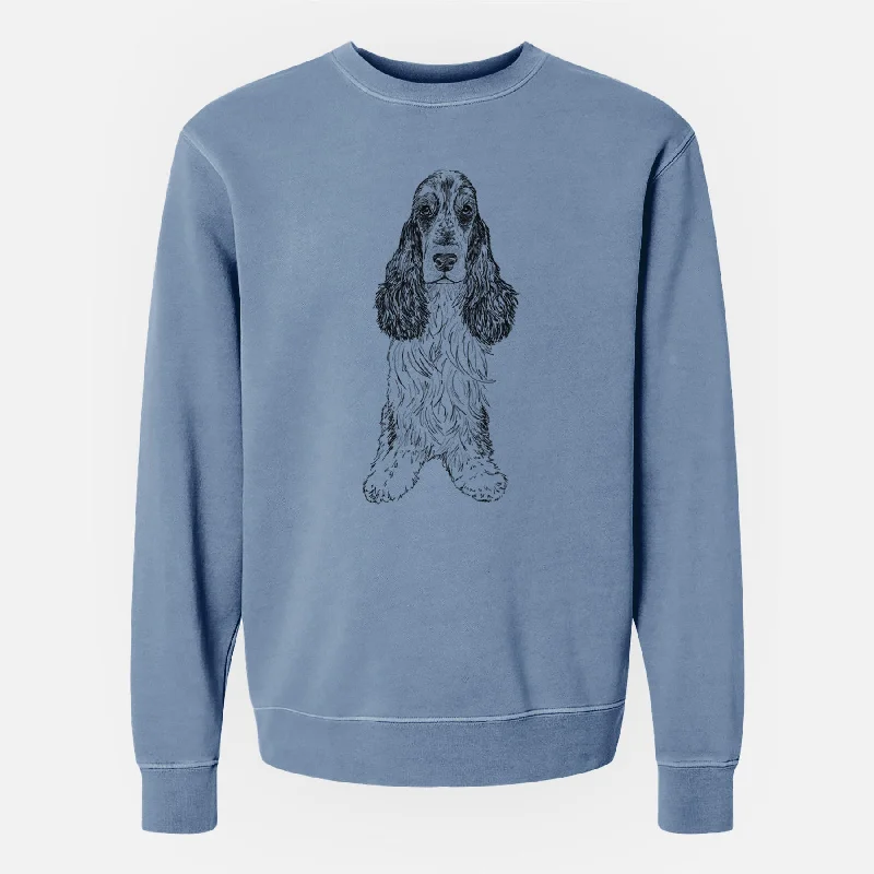 Doodled Rupert the Cocker Spaniel - Unisex Pigment Dyed Crew Sweatshirt Hoodie Sweatshirt Pullover Hoodie Sweatshirt Pullover