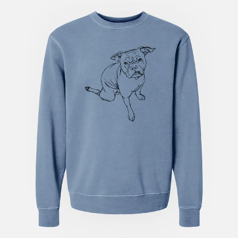 Doodled Gus the French Bulldog Staffy Mix - Unisex Pigment Dyed Crew Sweatshirt Hoodie with Stripes Bold Sporty Hoodie with Stripes Bold Sporty Doodled Gus the French Bulldog Staffy Mix - Unisex Pigment Dyed Crew Sweatshirt Hoodie with Stripes Bold Sporty Hoodie with Stripes Bold Sporty