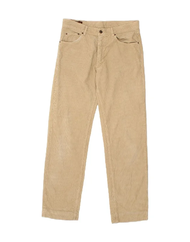 MARLBORO CLASSICS Mens Straight Corduroy Trousers W33 L36 Beige Cotton Trousers Flared Retro Trousers Flared Retro