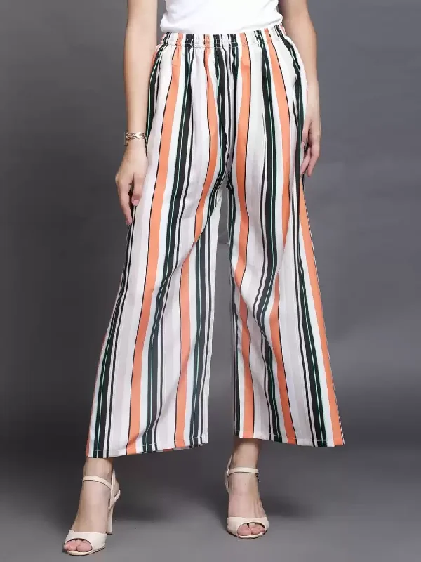 TANDUL  Regular Fit Women White, Black, Orange Crepe Trousers Trousers sophisticated sleek Trousers sophisticated sleek