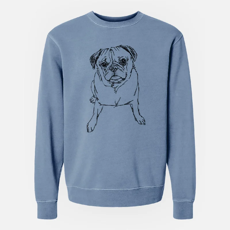 Doodled Bugsy the Pug - Unisex Pigment Dyed Crew Sweatshirt Hoodie with Hem Frayed Vintage Worn Hoodie with Hem Frayed Vintage Worn Doodled Bugsy the Pug - Unisex Pigment Dyed Crew Sweatshirt Hoodie with Hem Frayed Vintage Worn Hoodie with Hem Frayed Vintage Worn