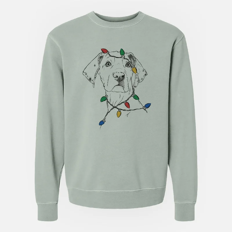 Christmas Lights Lumen the Special Needs Great Dane - Unisex Pigment Dyed Crew Sweatshirt Hoodie with Mesh Breathable Sporty Hoodie with Mesh Breathable Sporty