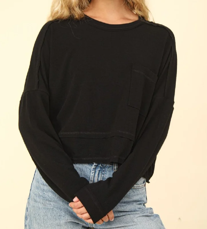 Oversized crop knit top Cotton Knit Shirt