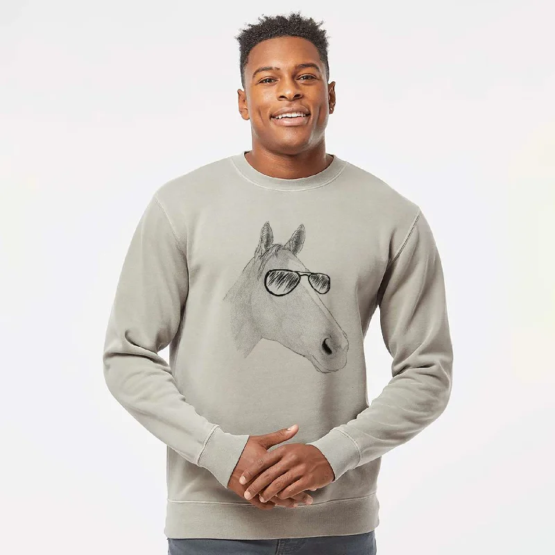 Aviator Westley the Horse - Unisex Pigment Dyed Crew Sweatshirt Hoodie with Set-In Sleeves Structured Classic Hoodie with Set-In Sleeves Structured Classic