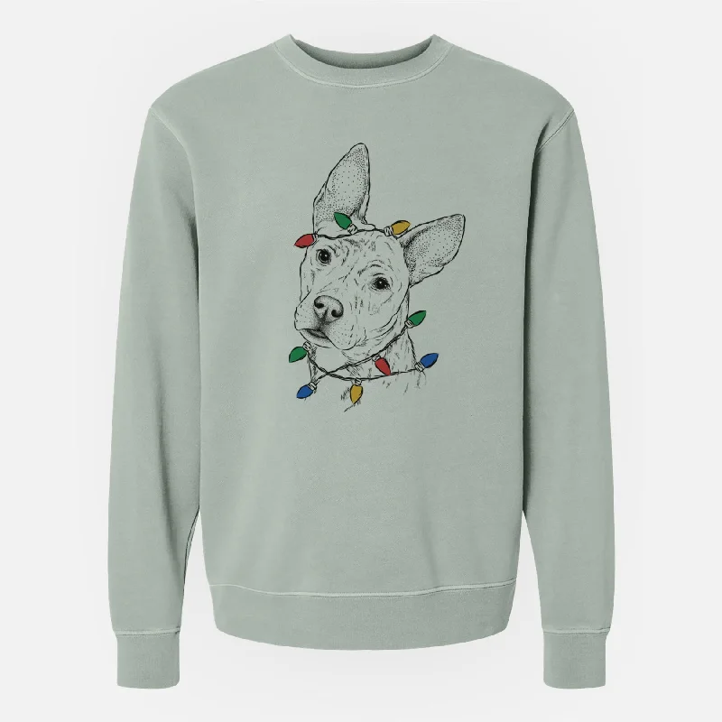 Christmas Lights Diesel the Mixed Breed - Unisex Pigment Dyed Crew Sweatshirt Zip Hoodie Drawstring Kangaroo Pocket Zip Hoodie Drawstring Kangaroo Pocket