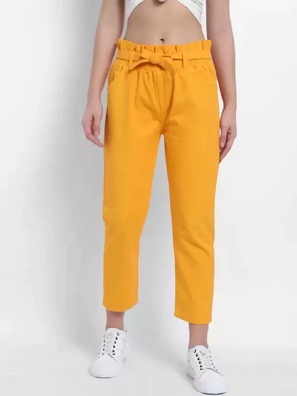 TANDUL  Regular Fit Women Yellow Cotton Blend Trousers Trousers Formal Black Trousers Formal Black