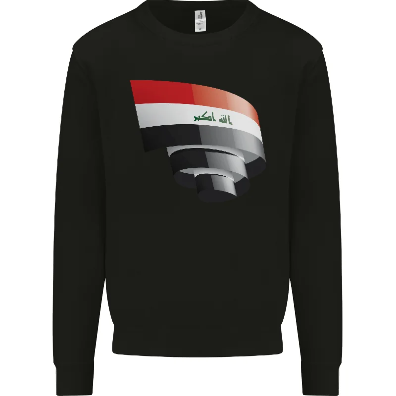 Curled Iraq Flag Iraqi Day Football Mens Sweatshirt Jumper Hooded Sweatshirt Casual Wear Street Style Hooded Sweatshirt Casual Wear Street Style