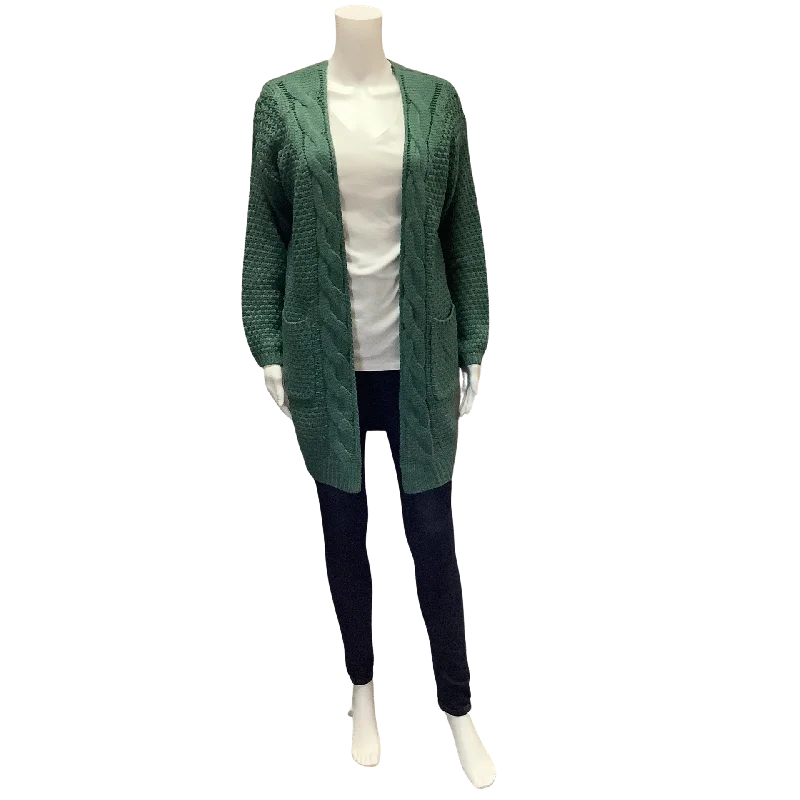 Janice Women's Cardigan Olive W/Tags Chenille Blend Fleece Blend Nylon Blend Chenille Blend Fleece Blend Nylon Blend