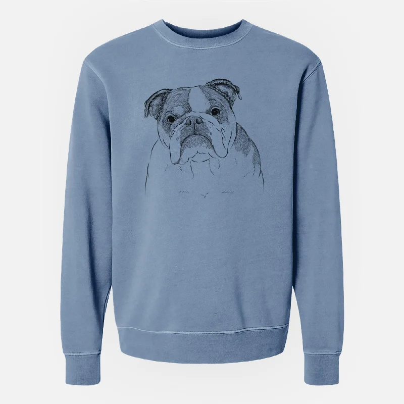 Bare Jack the English Bulldog - Unisex Pigment Dyed Crew Sweatshirt Hoodie with Pocket Utility Practical Hoodie with Pocket Utility Practical