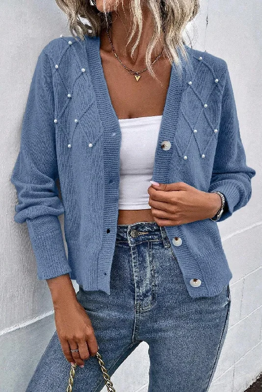 Pearl Trim Button Up Cardigan Plaid Cardigan Polka Dot Checkered Plaid Cardigan Polka Dot Checkered