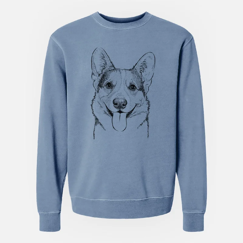 Bare Loki the Corgi - Unisex Pigment Dyed Crew Sweatshirt Hoodie with Crew Neck Simple Timeless Hoodie with Crew Neck Simple Timeless