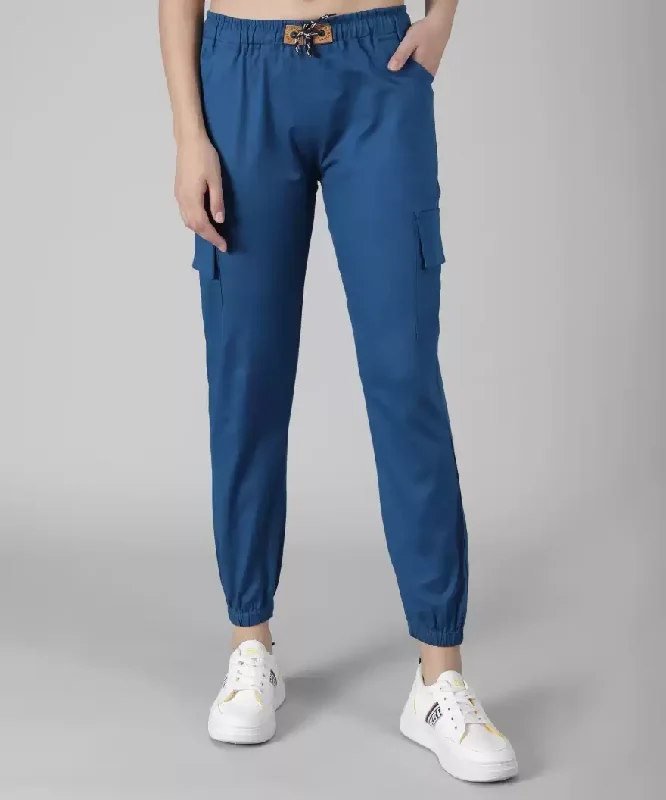 TANDUL  Regular Fit Women Blue Pure Cotton Trousers Trousers Prom Sequined Trousers Prom Sequined