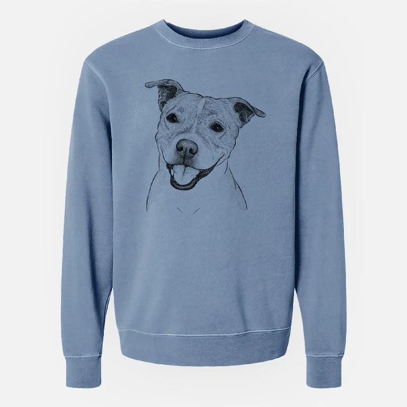 Bare BrookLyn the Staffordshire Bull Terrier - Unisex Pigment Dyed Crew Sweatshirt Hoodie with Hem Drawcord Adjustable Customizable Hoodie with Hem Drawcord Adjustable Customizable