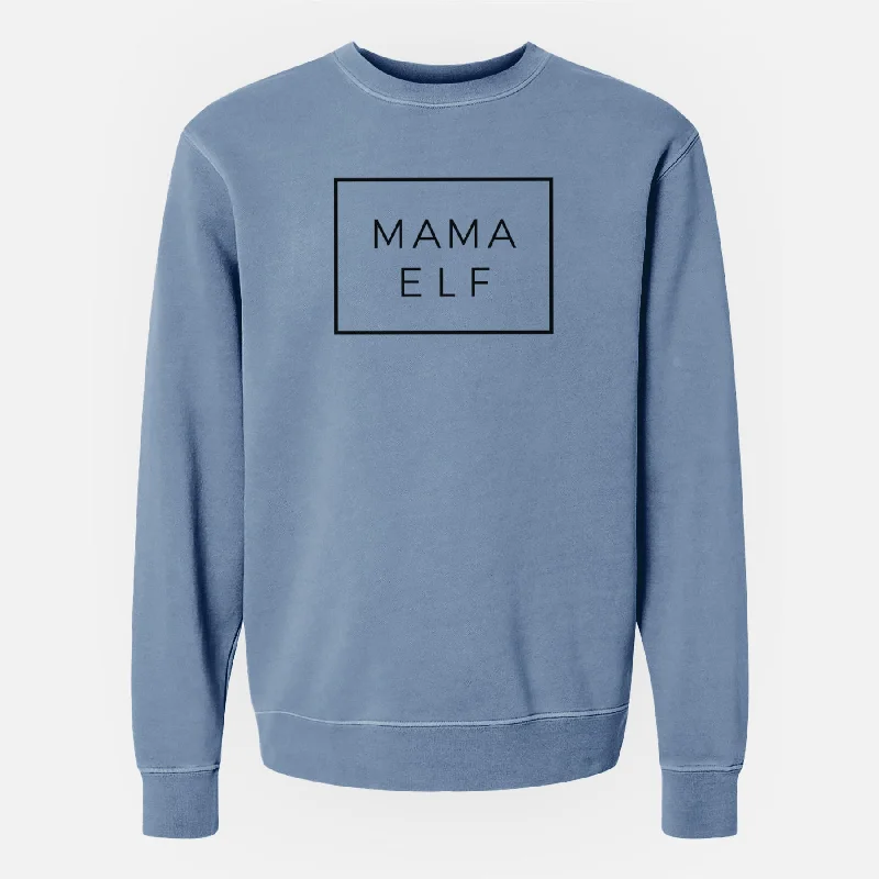 Mama Elf Boxed - Unisex Pigment Dyed Crew Sweatshirt Hoodie with Pocket Utility Practical Hoodie with Pocket Utility Practical