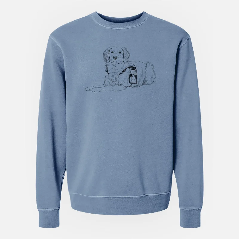 Doodled Gus the Golden Retriever - Unisex Pigment Dyed Crew Sweatshirt Zip Hoodie Drawstring Kangaroo Pocket Zip Hoodie Drawstring Kangaroo Pocket