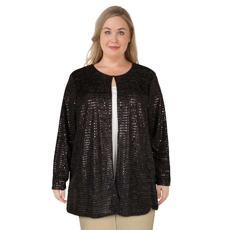 lily morgan Women's Plus Shimmer Cardigan Elegant Classic Vintage Elegant Classic Vintage