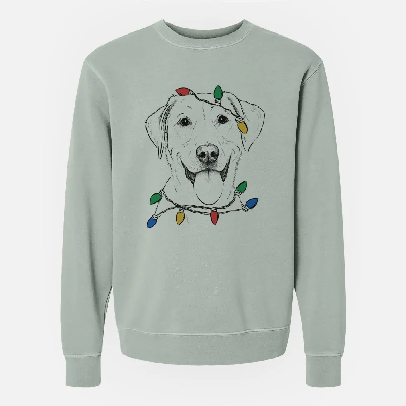 Christmas Lights Daisy the Labrador Retriever - Unisex Pigment Dyed Crew Sweatshirt Hoodie with Tie-Dye Psychedelic Retro Hoodie with Tie-Dye Psychedelic Retro