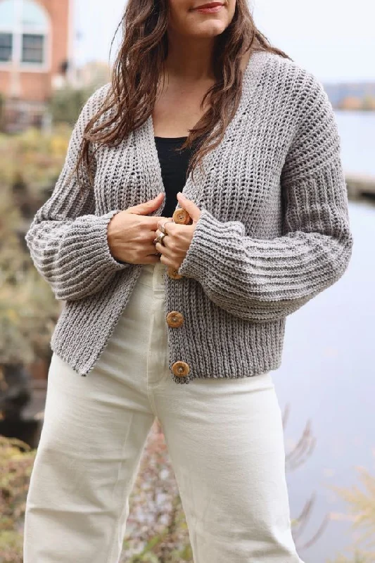 Crochet Kit - Nantucket Ribbed Cardigan Front Pockets Side Pockets Patch Pockets Front Pockets Side Pockets Patch Pockets