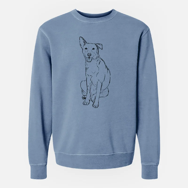 Doodled Mendel the Mixed Breed - Unisex Pigment Dyed Crew Sweatshirt Cotton Hoodie Fleece Lining Warmth Cotton Hoodie Fleece Lining Warmth