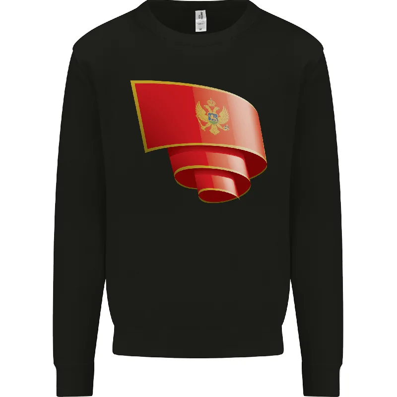 Curled Montenegro Flag Montenegrin Day Football Mens Sweatshirt Jumper Hoodie with Earth Tones Natural Calm Hoodie with Earth Tones Natural Calm