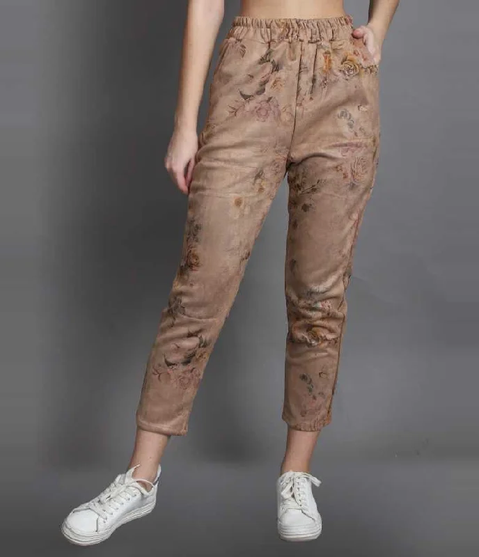 Regular Fit Women Brown Lycra Blend Trousers Trousers sophisticated sleek Trousers sophisticated sleek